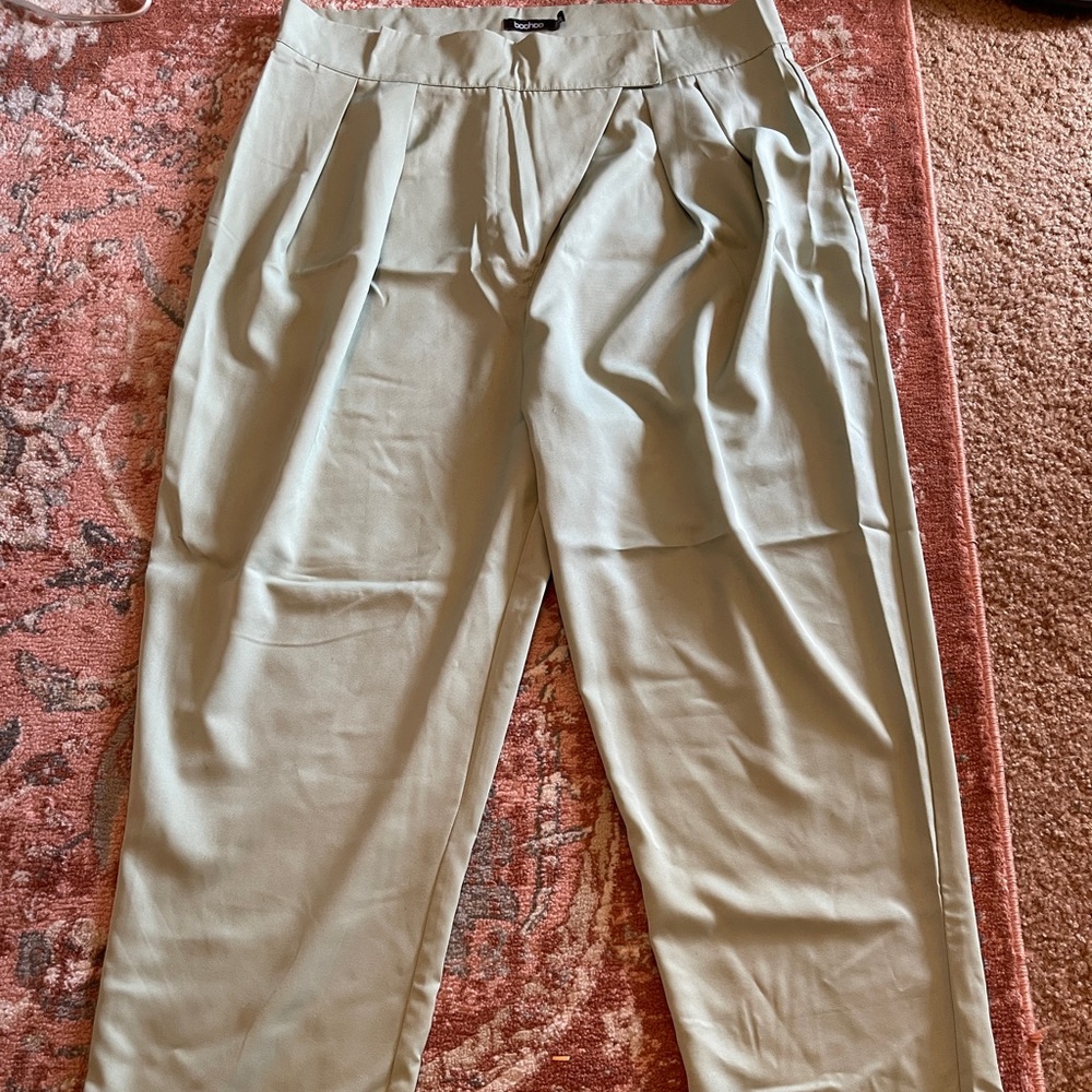 BOOHOO Mint Green Parachute Pants